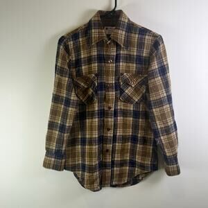 korsor korean sources plaid wool mix flannel mens size small vintage